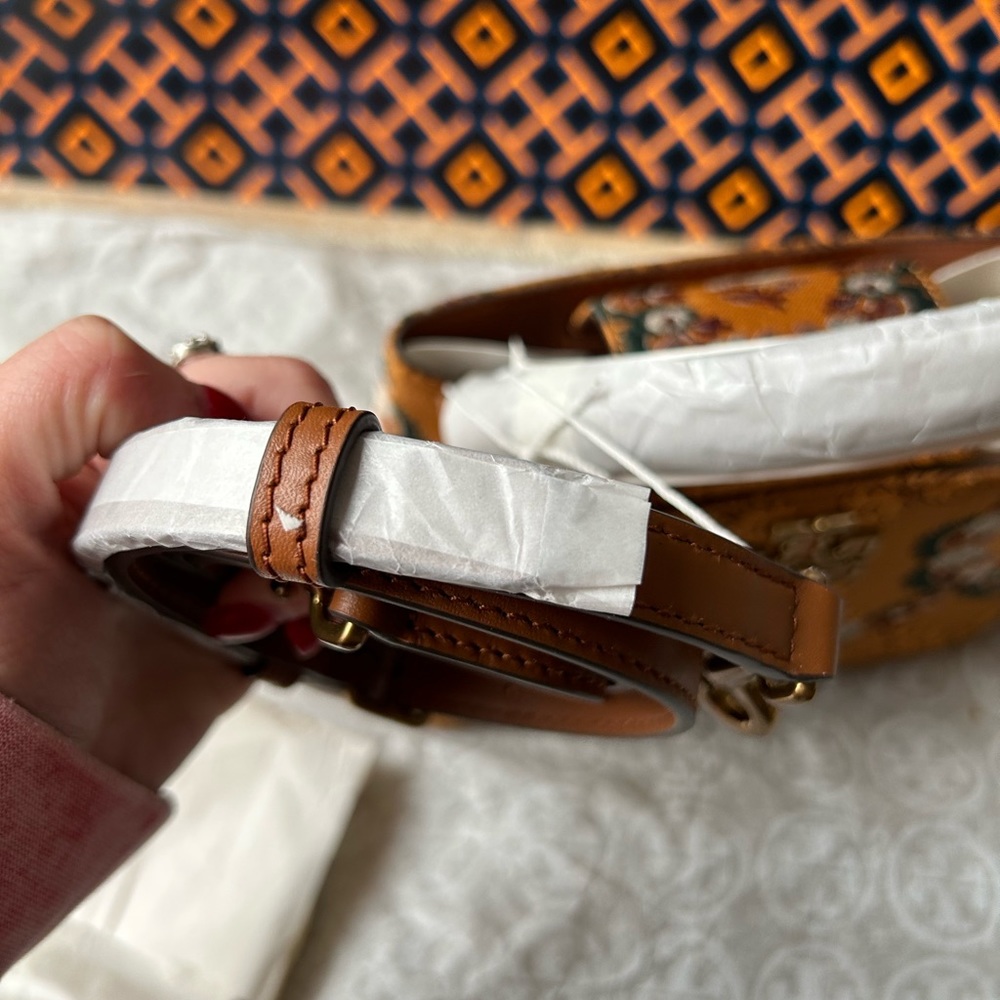 Tory Burch Britten Brocade Micro Satchel Crossbody Rust Sunset Bonfire Floral - Picture 14 of 17